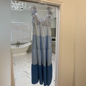 English Factory Blue Tiered Maxi Dress